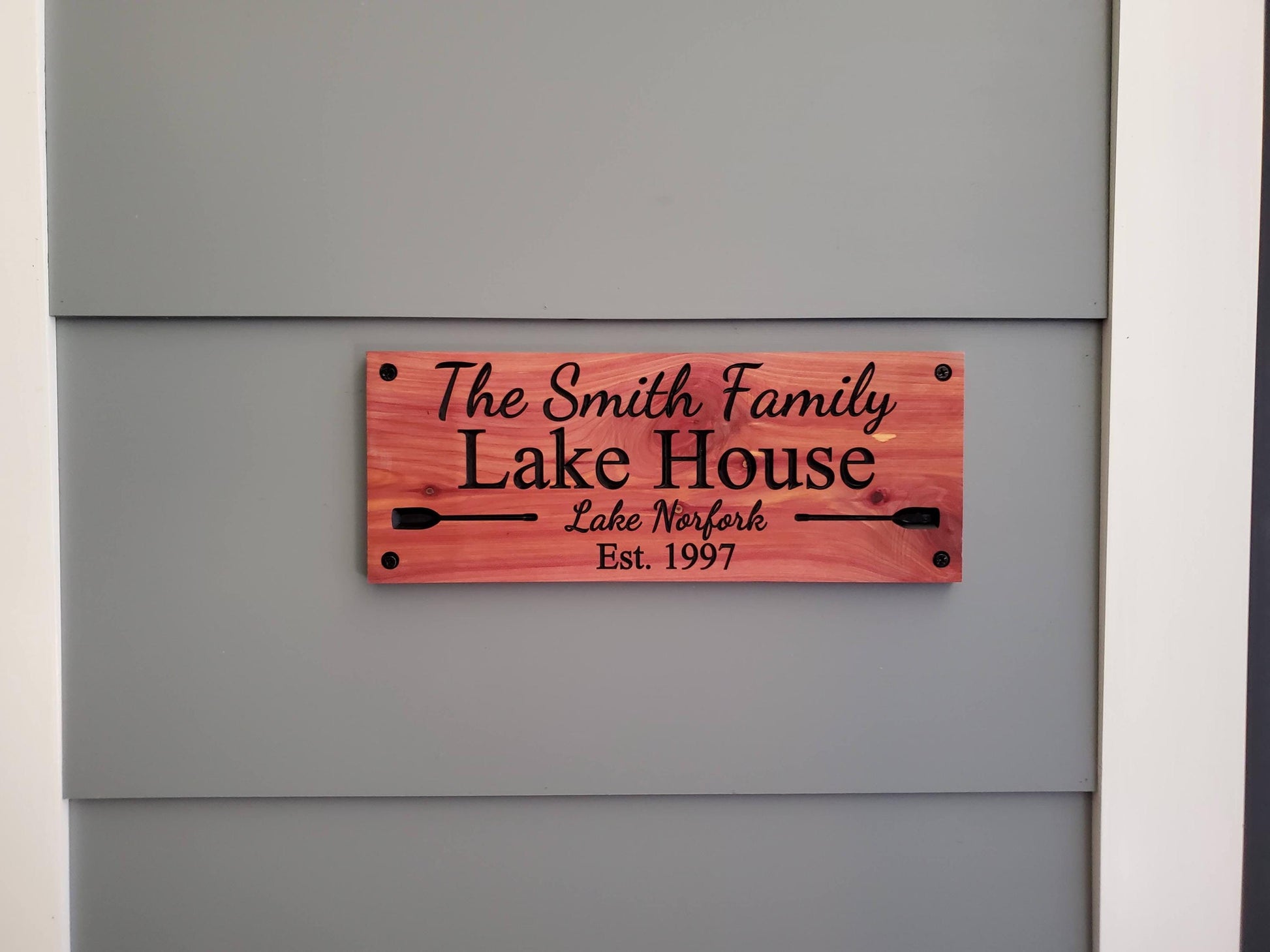 Custom Lake House Sign, Outdoor Personalized Family Name Wooden Plaque, Exterior Interior Lakehouse Décor, Nautical Cabin Retreat Sign