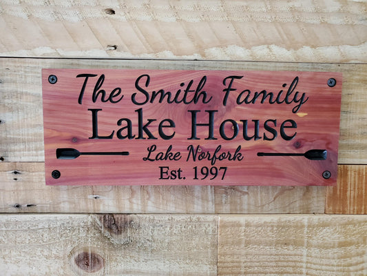 Custom Lake House Sign, Outdoor Personalized Family Name Wooden Plaque, Exterior Interior Lakehouse Décor, Nautical Cabin Retreat Sign