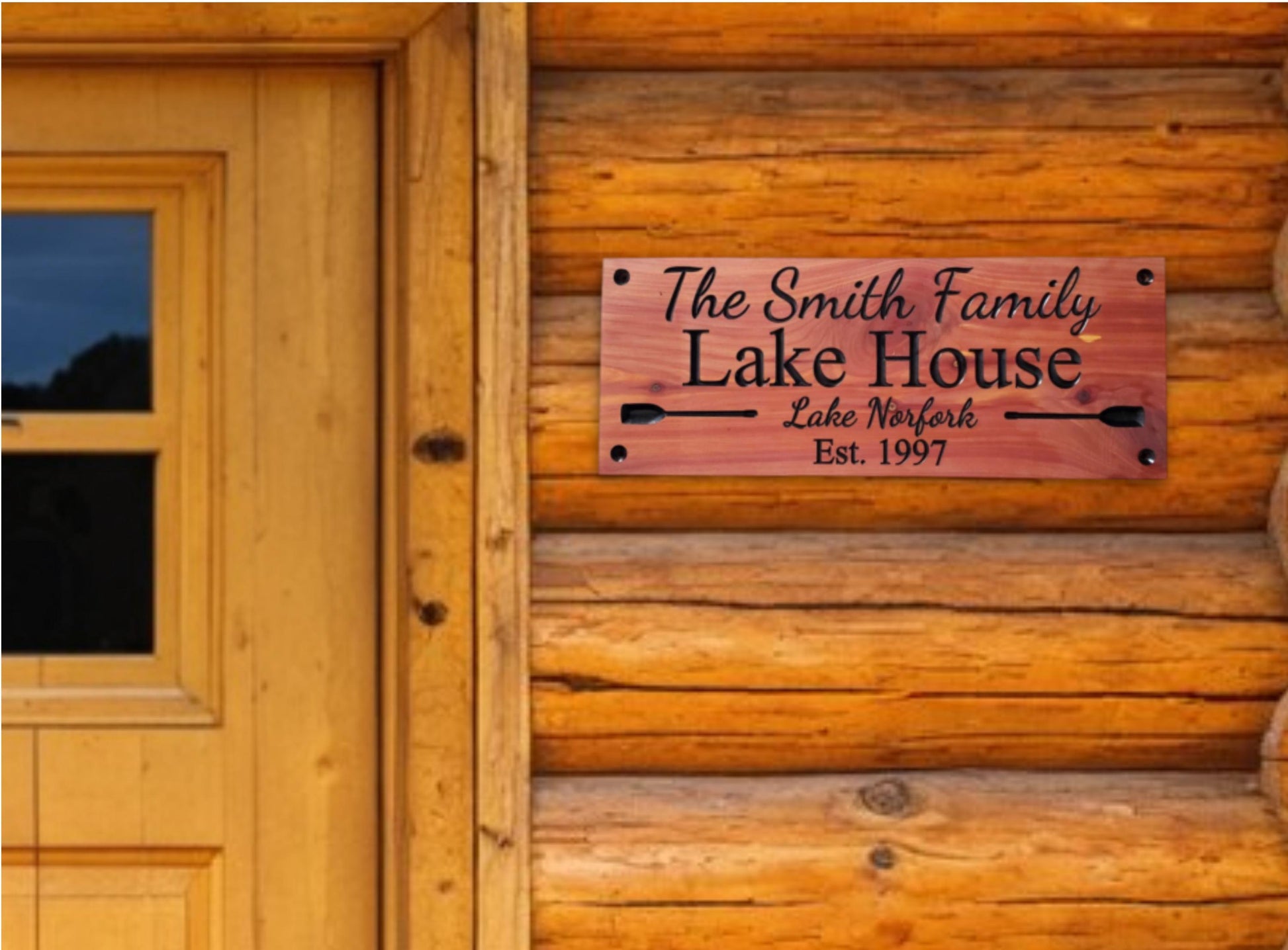 Custom Lake House Sign, Outdoor Personalized Family Name Wooden Plaque, Exterior Interior Lakehouse Décor, Nautical Cabin Retreat Sign