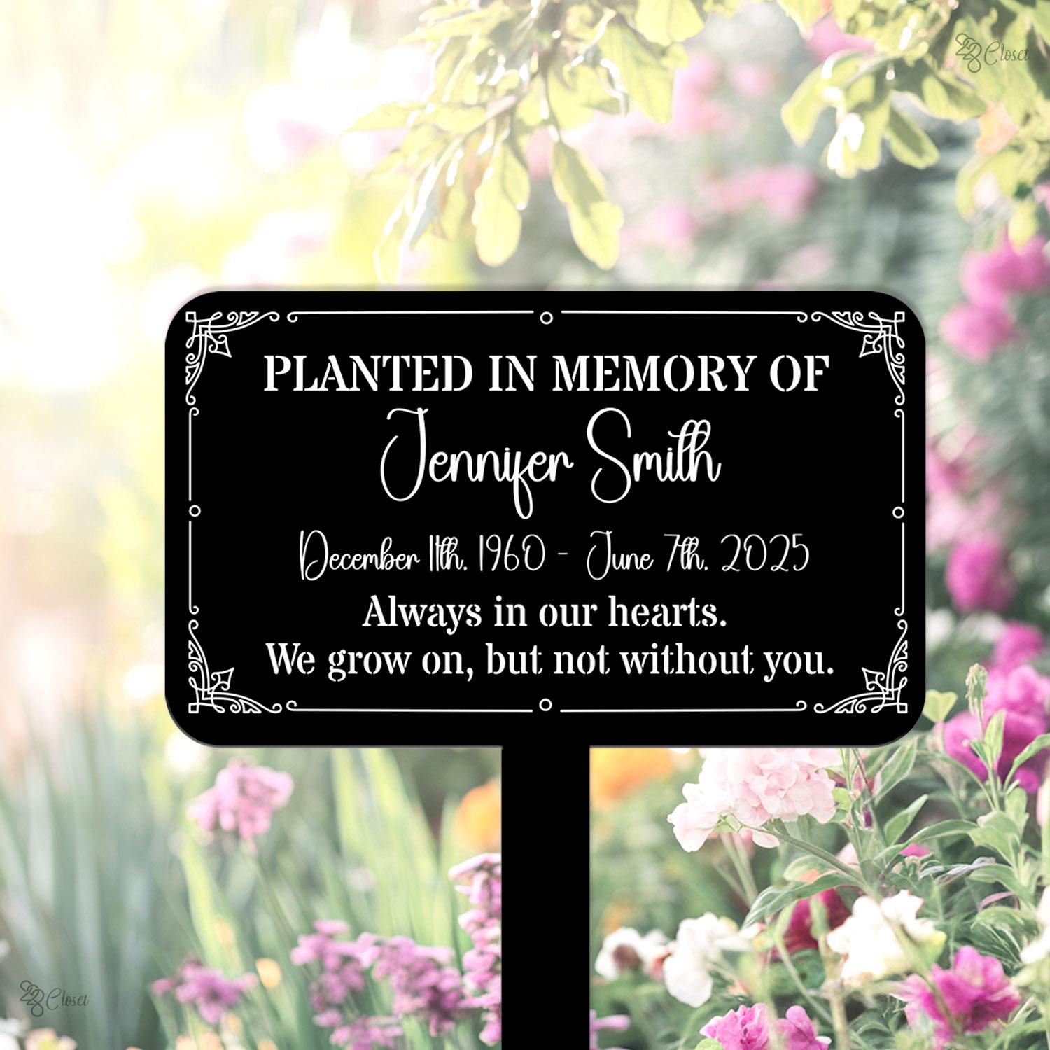Custom Memorial Garden Sign, Remembrance Sign, Memorial Yard Sign with Flower, Sympathy Gift, Memorial gift, Flower garden sign, Garden sign