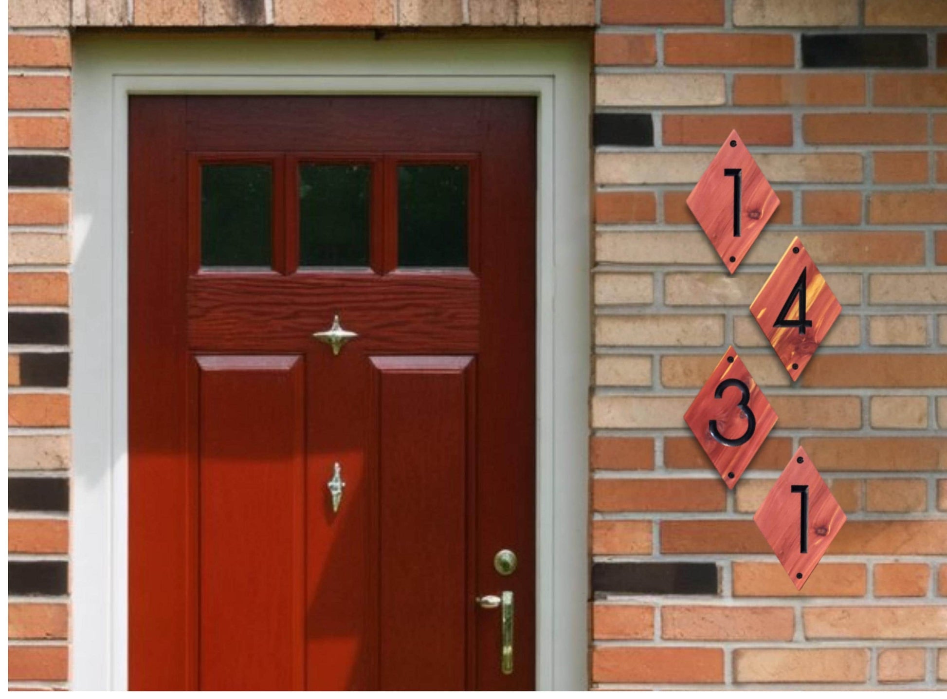 House Street Number Plaque, Custom Modern Home Sign, Diamond Carved Wood, Personalized Home Address Numbers, MCM Condo Business Numbers Sign