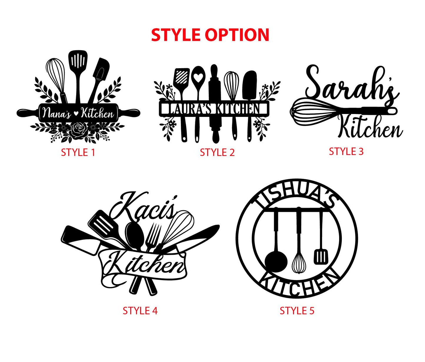 Personalized Kitchen Metal Sign, Cooking Lover Gift, Custom Utensil Wall, Housewarming gift, Kitchen name decor, Gift for mom, Utensil wall