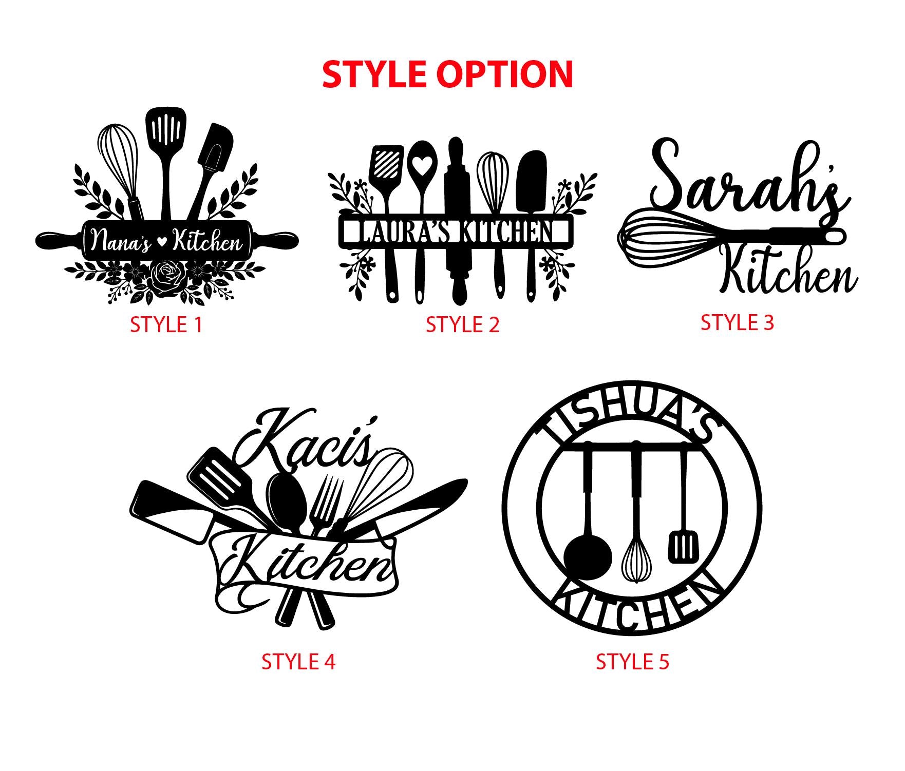 Personalized Kitchen Metal Sign, Cooking Lover Gift, Custom Utensil Wall, Housewarming gift, Kitchen name decor, Gift for mom, Utensil wall