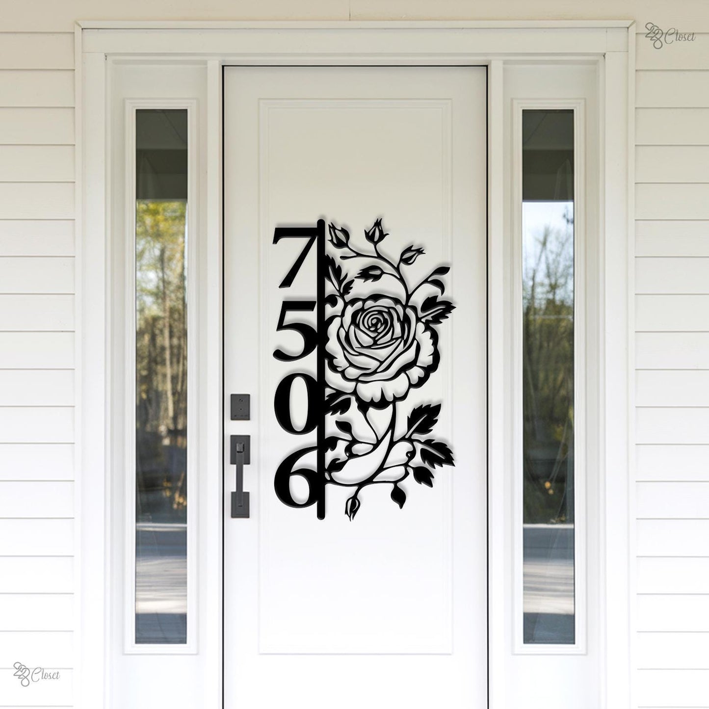Floral Metal House Number Sign, Custom Vertical Address Sign, Vertical House Number, Gift for family, Address sign, House number, Home decor