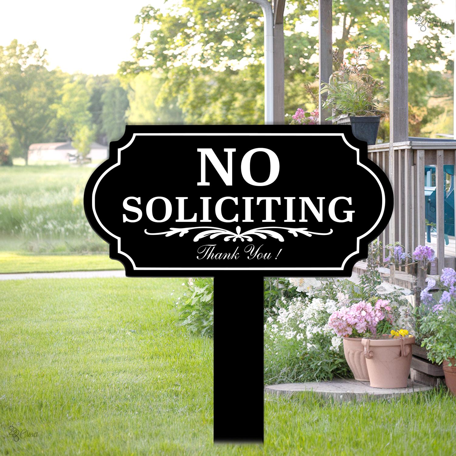 No Soliciting Sign for Yard, Outdoor Front Door Warning Sign, Gift for family, Outdoor Lawn Decor, House Entrance Sign, No soliciting yard