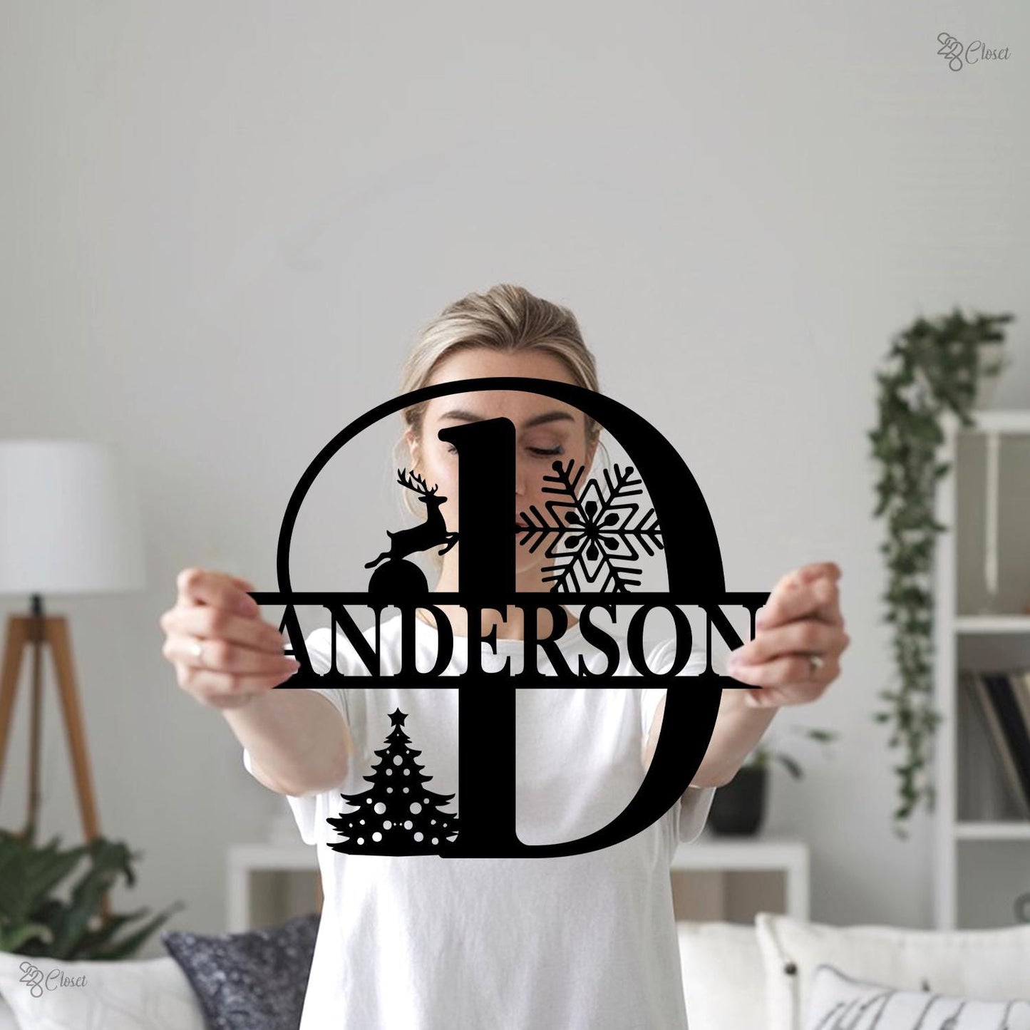 Custom Christmas Monogram Sign, Personalized Family Name Metal, Holiday Decor, Holiday Monogram Metal Sign,Gift for dad,Metal christmas sign