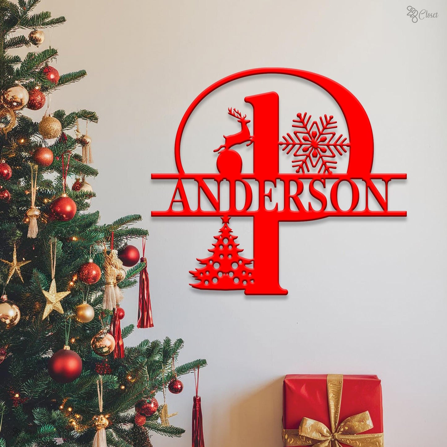 Custom Christmas Monogram Sign, Personalized Family Name Metal, Holiday Decor, Holiday Monogram Metal Sign,Gift for dad,Metal christmas sign
