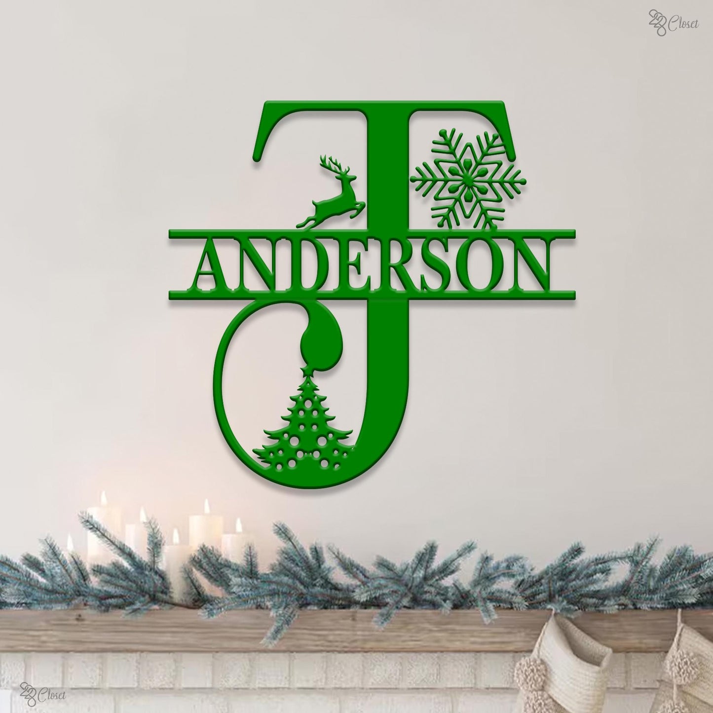 Custom Christmas Monogram Sign, Personalized Family Name Metal, Holiday Decor, Holiday Monogram Metal Sign,Gift for dad,Metal christmas sign