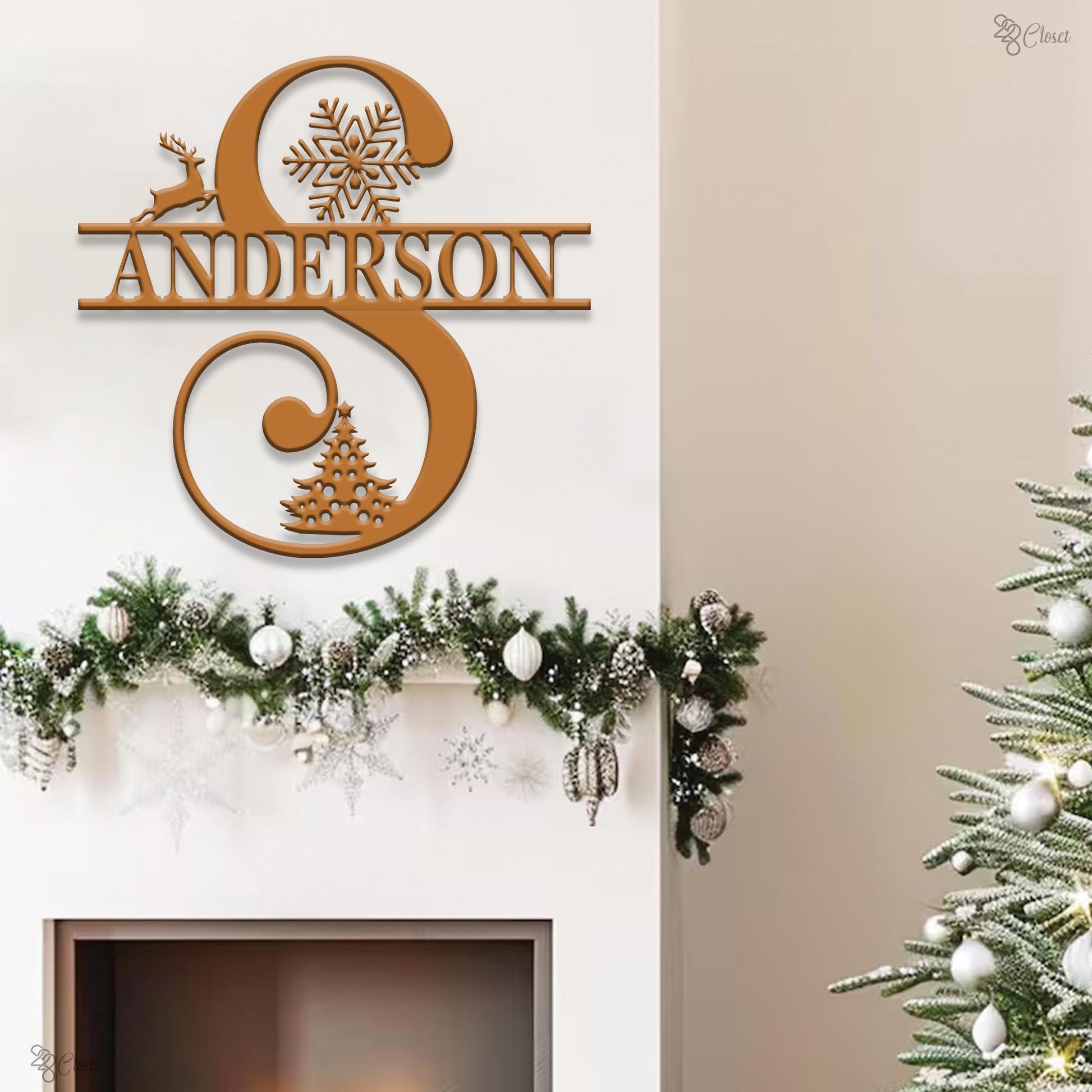 Custom Christmas Monogram Sign, Personalized Family Name Metal, Holiday Decor, Holiday Monogram Metal Sign,Gift for dad,Metal christmas sign