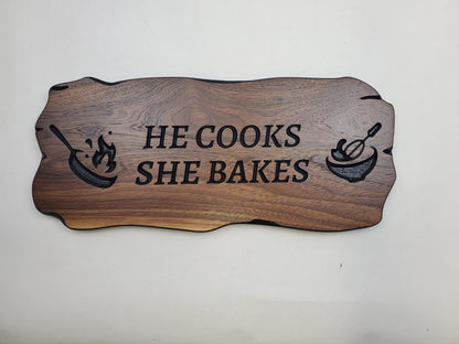 Custom Carved Kitchen Sign Cooking And Baking, Personalized Rustic Wall Art Plaque, CNC Wood Carving Bakers Decor