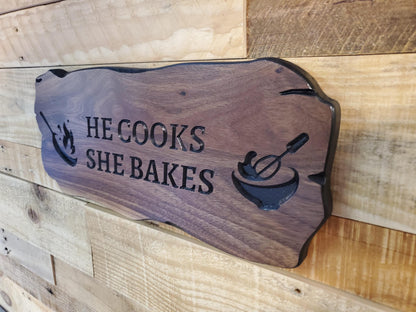 Custom Carved Kitchen Sign Cooking And Baking, Personalized Rustic Wall Art Plaque, CNC Wood Carving Bakers Decor