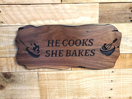 Custom Carved Kitchen Sign Cooking And Baking, Personalized Rustic Wall Art Plaque, CNC Wood Carving Bakers Decor