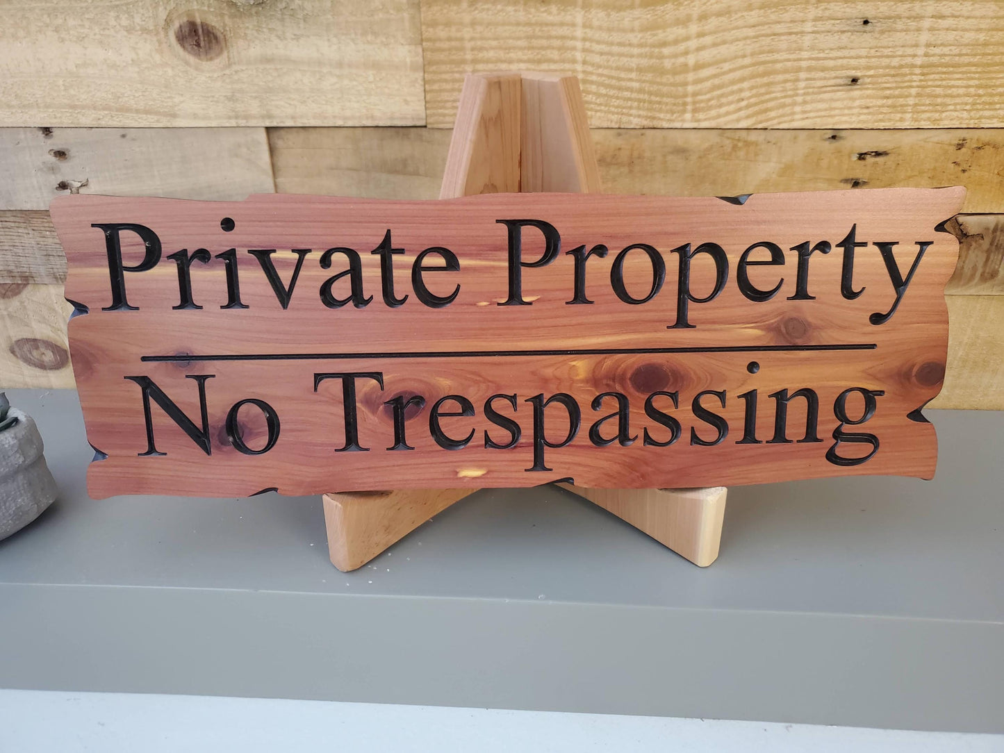 Private Property No Trespassing Carved Rustic Sign, Outdoor Posted Land Sign, Cypress Cedar Wood Plaque, CNC Carved Wooden, Exterior Outside