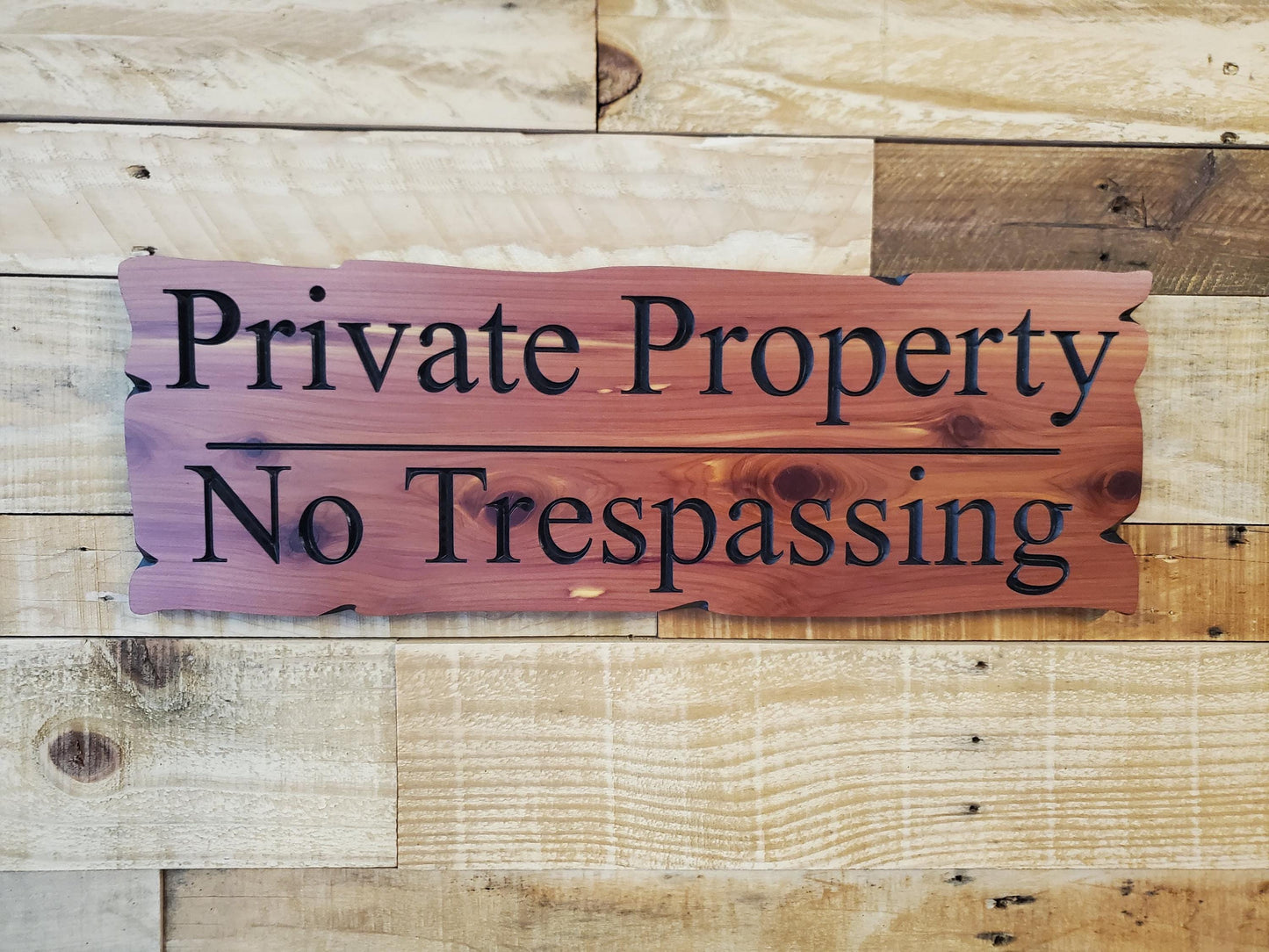 Private Property No Trespassing Carved Rustic Sign, Outdoor Posted Land Sign, Cypress Cedar Wood Plaque, CNC Carved Wooden, Exterior Outside