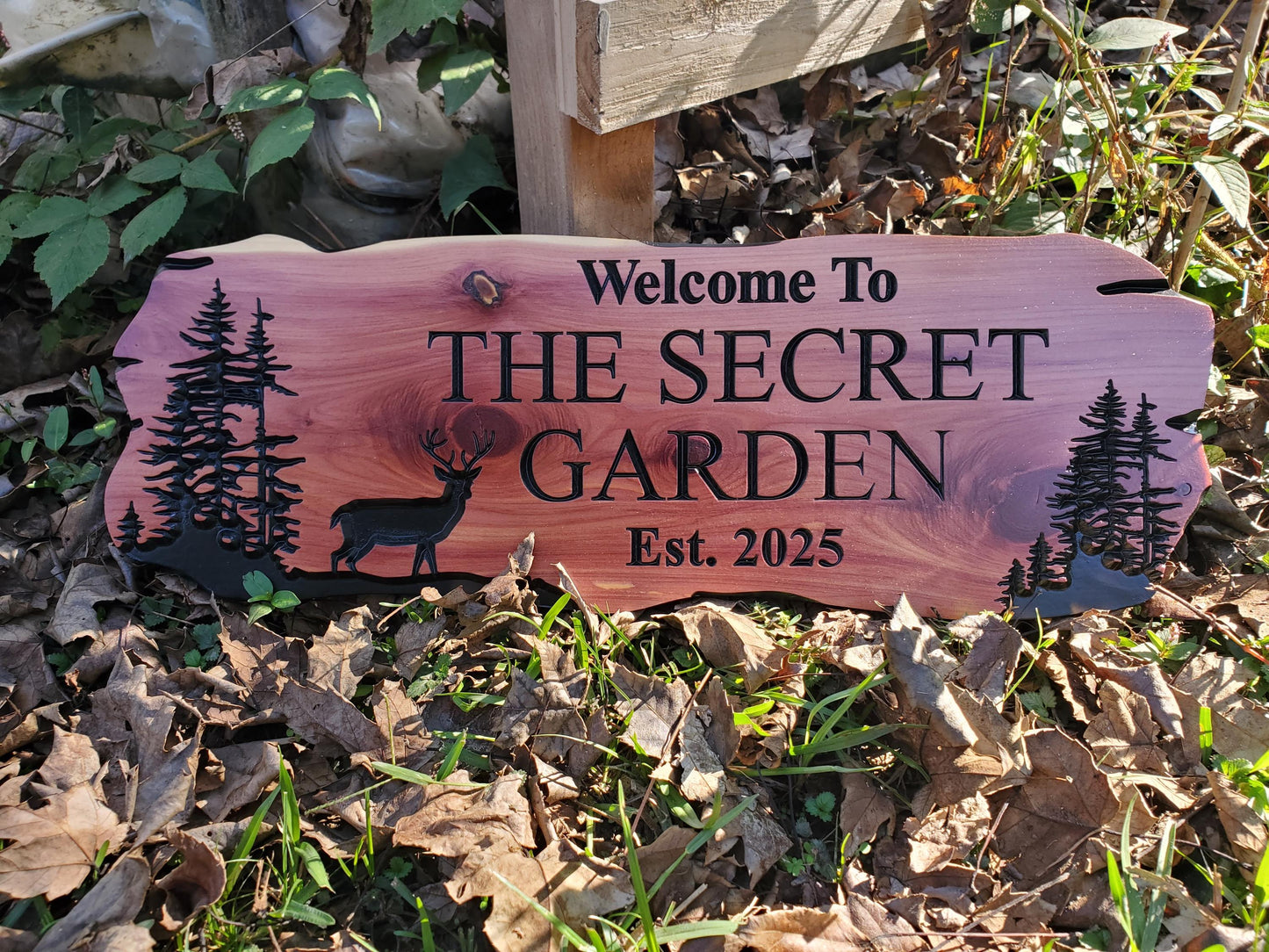 Custom Deer Cabin Sign, Personalized Rustic Vacation Home Wooden Plaque, Family Name Outdoor Wood, Exterior Welcome Est Date, Deer Nature