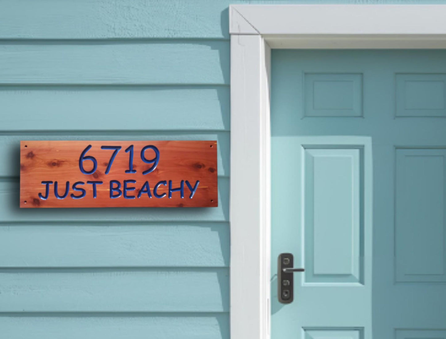 Beach House Address Sign, Custom Coastal Home Street Number Plaque, Carved Wood, Beachfront Property Personalized Sign, Condo Business