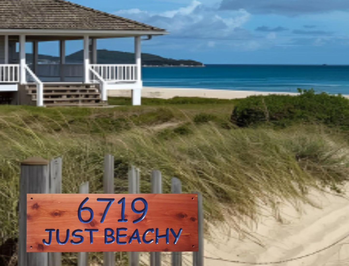 Beach House Address Sign, Custom Coastal Home Street Number Plaque, Carved Wood, Beachfront Property Personalized Sign, Condo Business