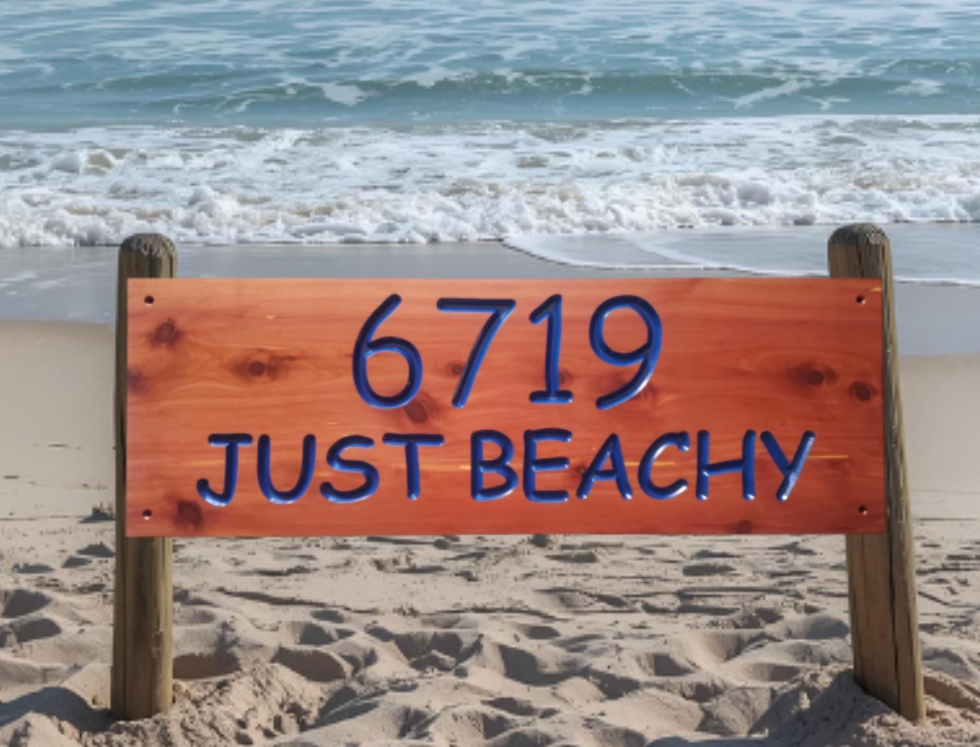 Beach House Address Sign, Custom Coastal Home Street Number Plaque, Carved Wood, Beachfront Property Personalized Sign, Condo Business