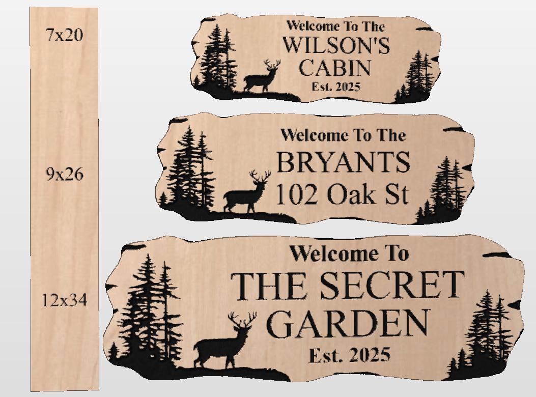 Custom Deer Cabin Sign, Personalized Rustic Vacation Home Wooden Plaque, Family Name Outdoor Wood, Exterior Welcome Est Date, Deer Nature