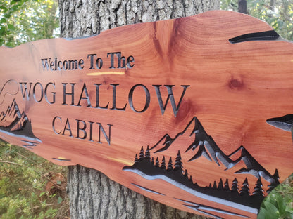 Custom Fishing Cabin Sign, Personalized Rustic Vacation Home Wooden Plaque, Family Name Outdoor Wood, Exterior Welcome Est Date, Fisherman