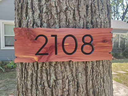 Rustic House Street Number Plaque, Custom Address Sign, Carved Wood Personalized Cabin Home Live Edge Style Sign