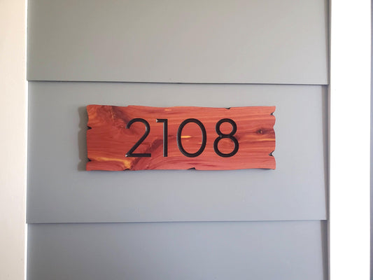 Rustic House Street Number Plaque, Custom Address Sign, Carved Wood Personalized Cabin Home Live Edge Style Sign
