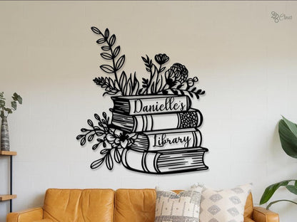 Personalized Library Metal Sign, Custom Book Nook Decor, Reading Room Sign Teacher Gift Book Shelf sign Book Lover Gift Reading Corner Decor