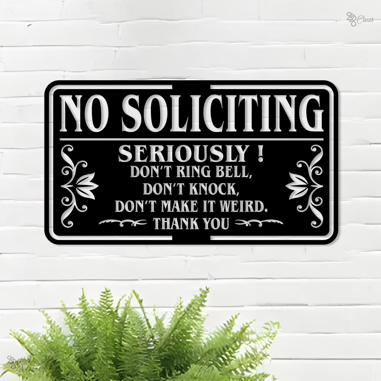 No Soliciting  Metal Sign, Porch Sign, Soliciting Sign, Private Property, No Trespassing Sign, Front Door Decor Home Decor New Home Gifts