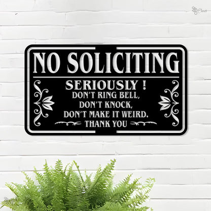 No Soliciting  Metal Sign, Porch Sign, Soliciting Sign, Private Property, No Trespassing Sign, Front Door Decor Home Decor New Home Gifts