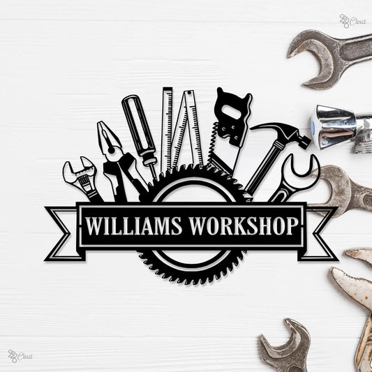 Custom Metal Workshop Sign Personalized Garage Sign Dad's Workshop Sign Repair Tools Workshop Decor, Garage Wall Decor Xmas Gift for him