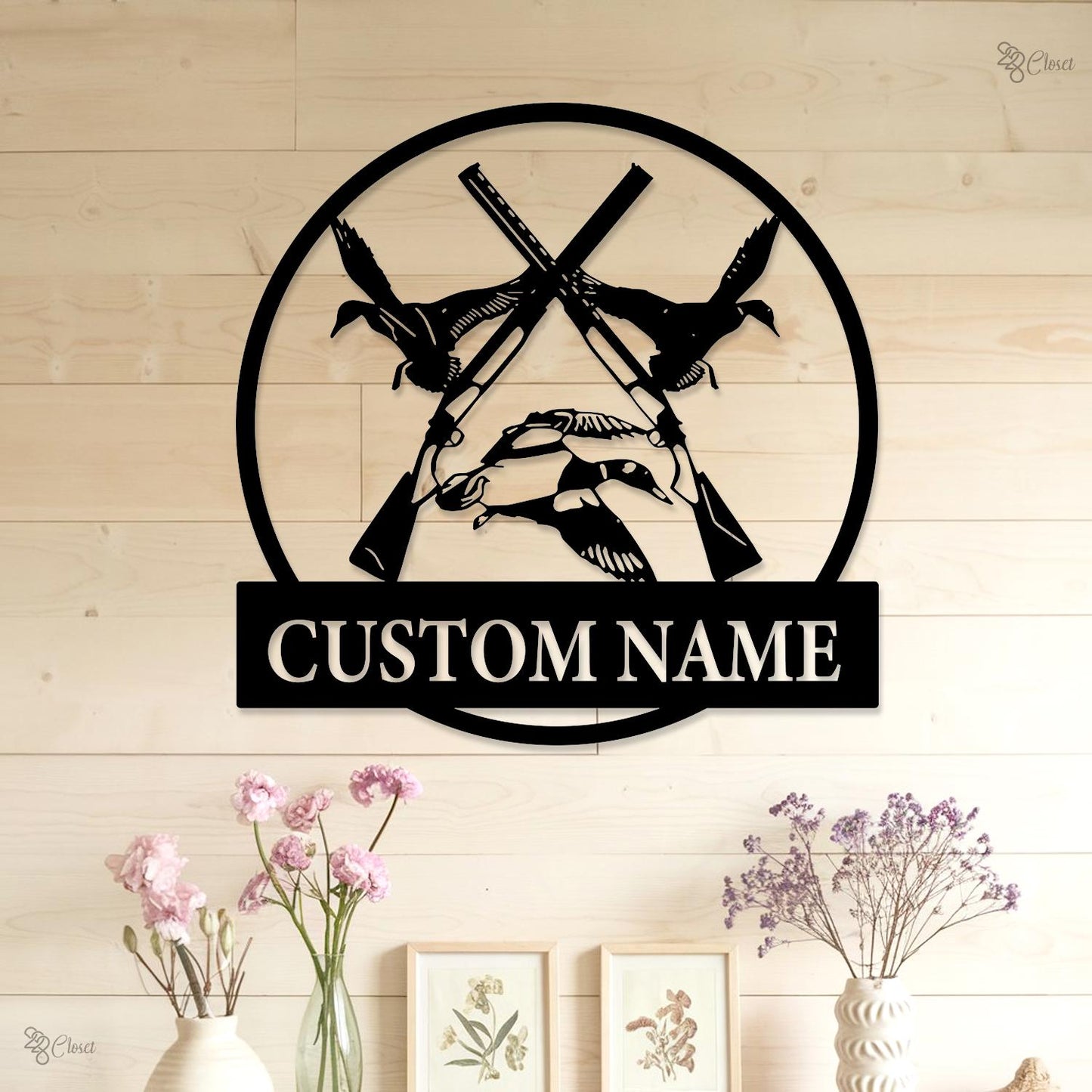 Custom Duck Hunting Metal Wall Art LED Light,Personalized Hunter Name Sign Duck Hunting Gifts,Rustic Cabin Decor Hunter Gift Farmhouse Decor