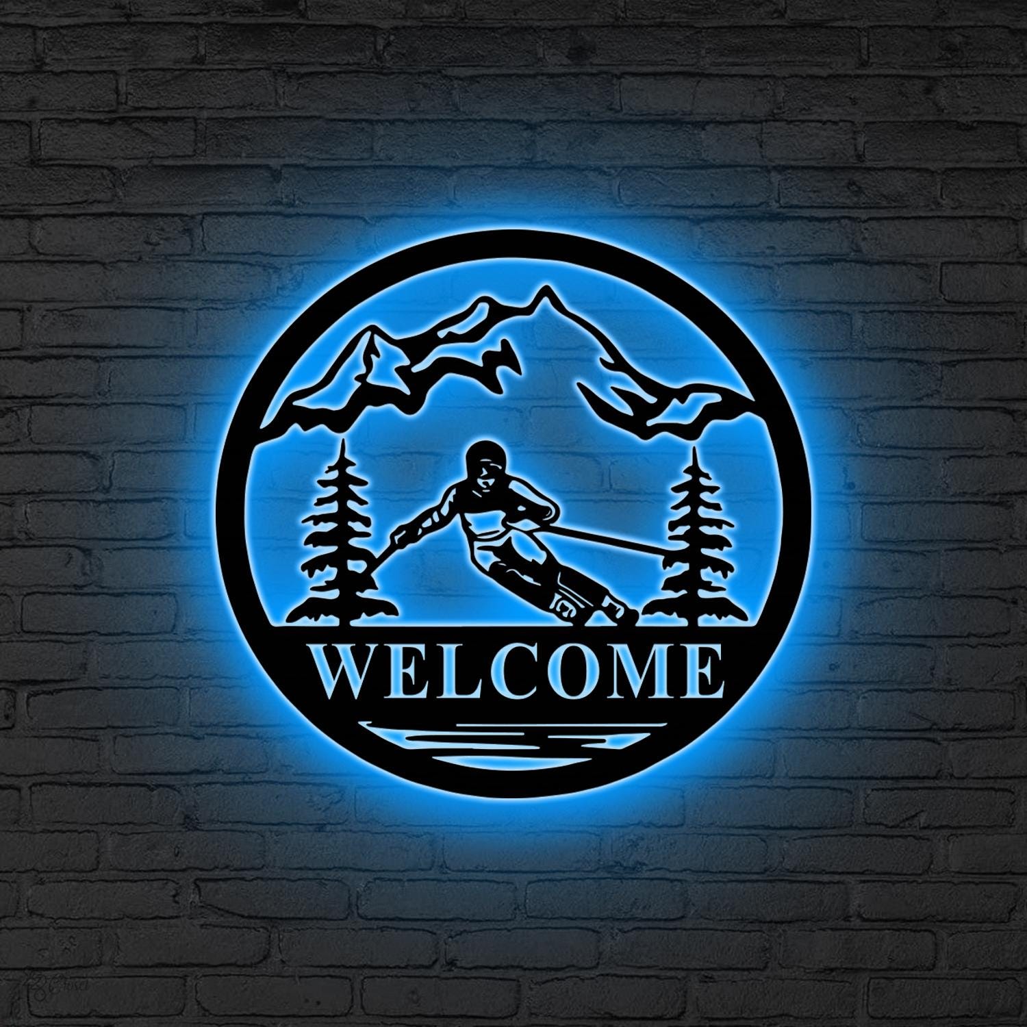 Personalized Ski Lift LED Sign, Custom Ski Couple Wall Art, Man Cave Decor,Ski Lodge Gift,Xmas Gift for Skier,Winter Sport Gift Gift for him