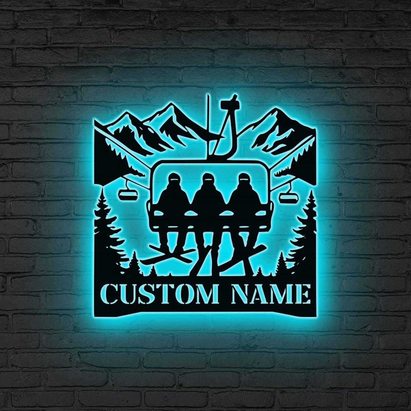 Personalized Ski Lift LED Sign, Custom Ski Couple Wall Art, Man Cave Decor,Ski Lodge Gift,Xmas Gift for Skier,Winter Sport Gift Gift for him