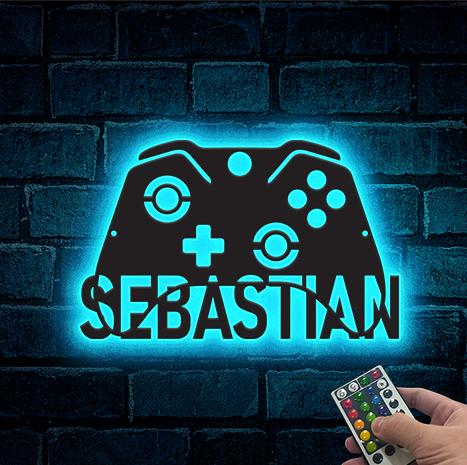 Game Controller Metal Wall Art Led Lights, Custom Gamer Name Sign, Game Room Decor, Boy Room Decor, Video Game Art, Xmas Gift for Gamers