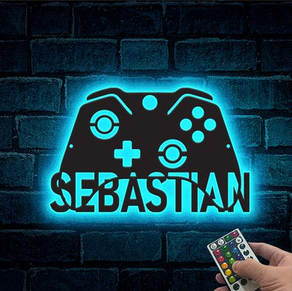 Game Controller Metal Wall Art Led Lights, Custom Gamer Name Sign, Game Room Decor, Boy Room Decor, Video Game Art, Xmas Gift for Gamers