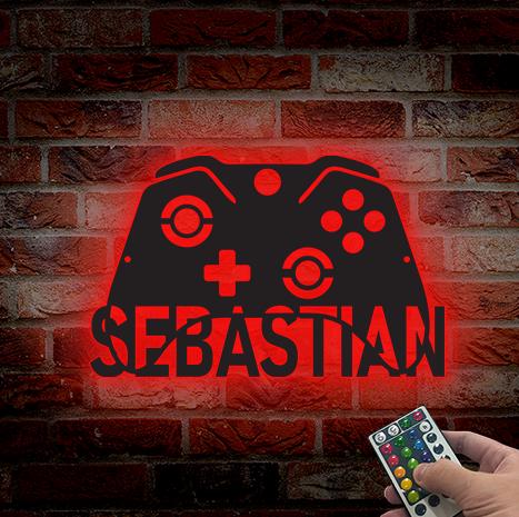 Game Controller Metal Wall Art Led Lights, Custom Gamer Name Sign, Game Room Decor, Boy Room Decor, Video Game Art, Xmas Gift for Gamers