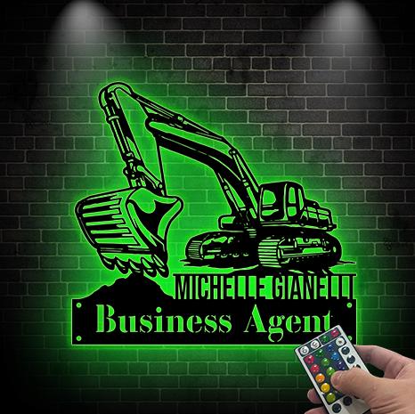 Custom Excavator Metal Wall Art LED Light Personalized Excavator Metal Sign-Excavator Metal Wall Decor Man Cave Decor Truck Driver Gifts