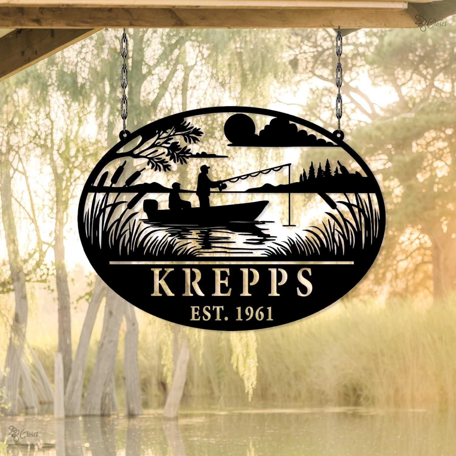 Custom Bass Fishing Metal Sign, Bass Fishing Name Sign, Fish Pole Decor, Lake House Decor Fishing Lover Gifts, Fisher Gift Dad Gift Xmas