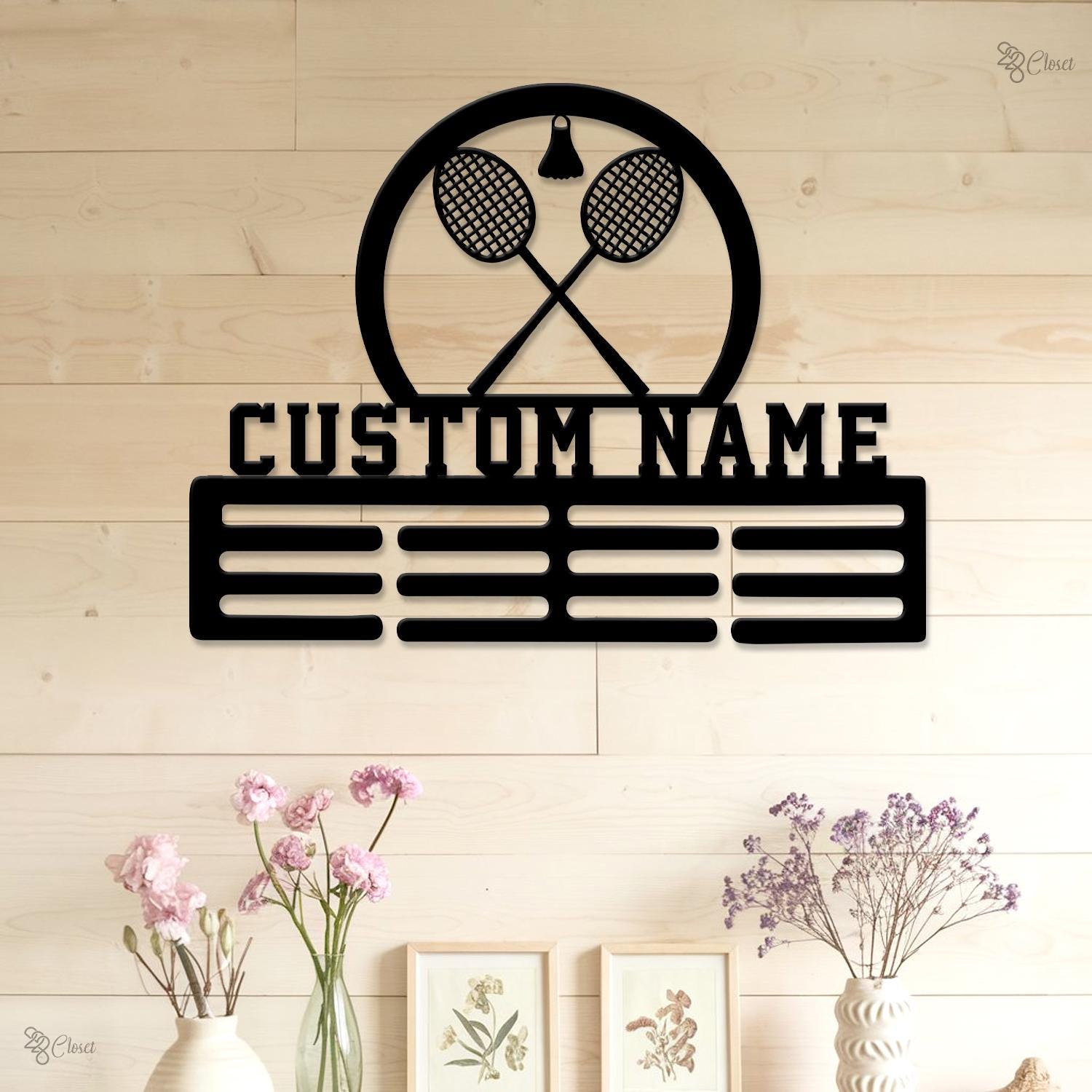 Custom Badminton Medal Hanger, Medal Holder with LED Light, Badminton, Sport Medal Holder, Housewarming Gift, Xmas Gift For Badminton Player