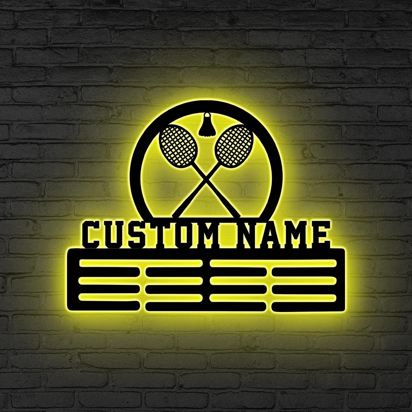 Custom Badminton Medal Hanger, Medal Holder with LED Light, Badminton, Sport Medal Holder, Housewarming Gift, Xmas Gift For Badminton Player