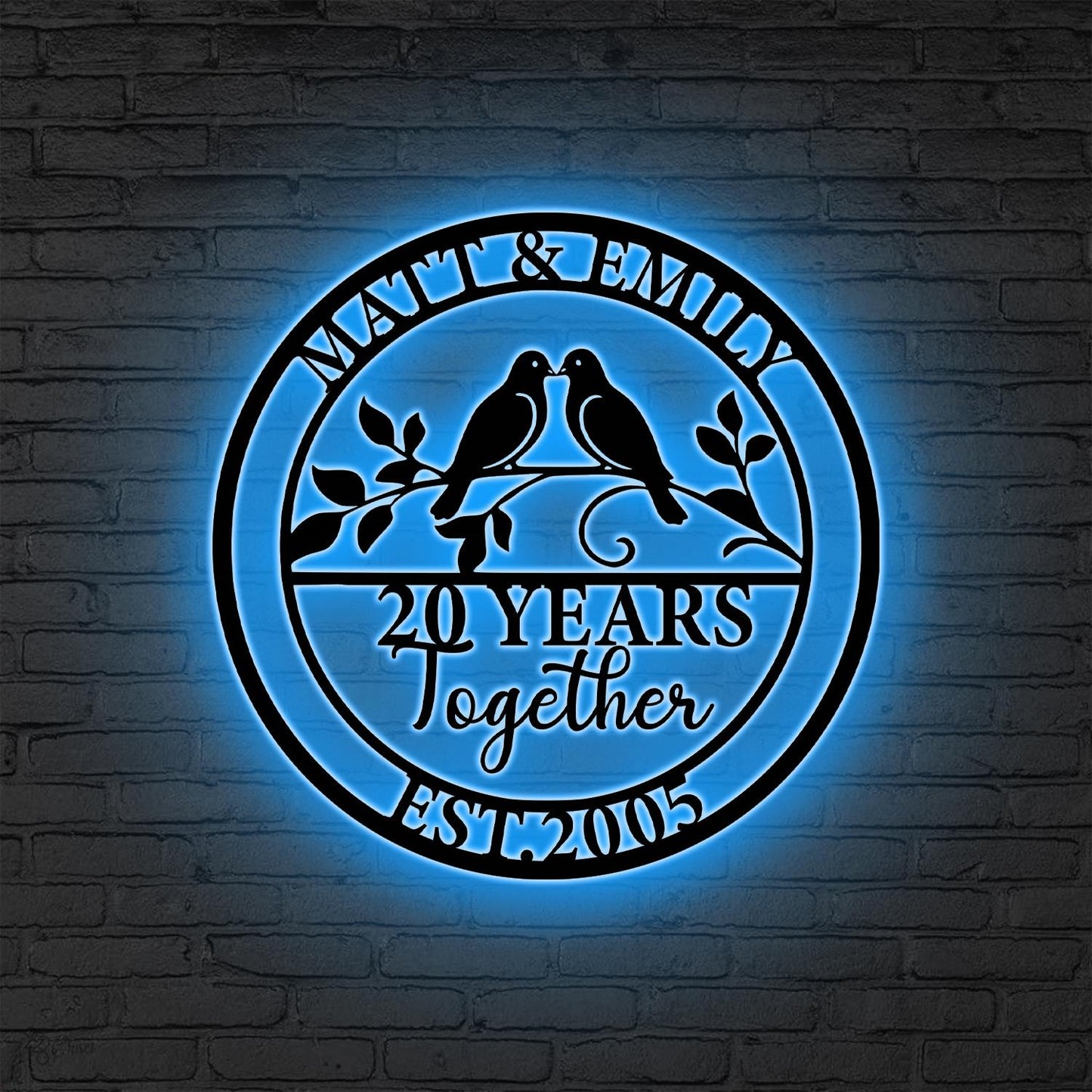 Personalized Anniversary Metal Wall Decor LED, 10/20/25/50 Year Together Sign, Wedding Gift Anniversary Gift, Family Name Sign, Parent Gift