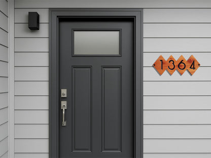 House Street Number Plaque, Custom Modern Home Address Sign, MCM Diamond Shape Personalized Numbers, Condo Business