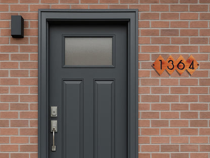 House Street Number Plaque, Custom Modern Home Address Sign, MCM Diamond Shape Personalized Numbers, Condo Business