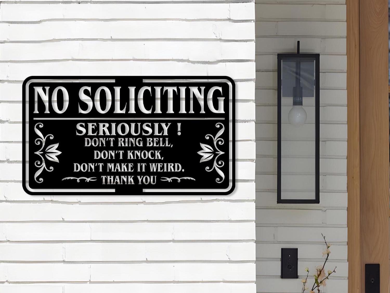 No Soliciting  Metal Sign, Porch Sign, Soliciting Sign, Private Property, No Trespassing Sign, Front Door Decor Home Decor New Home Gifts