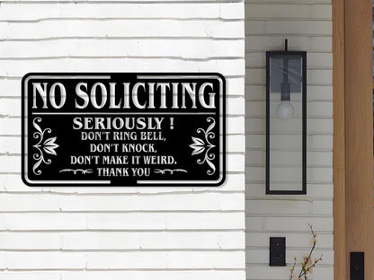 No Soliciting  Metal Sign, Porch Sign, Soliciting Sign, Private Property, No Trespassing Sign, Front Door Decor Home Decor New Home Gifts