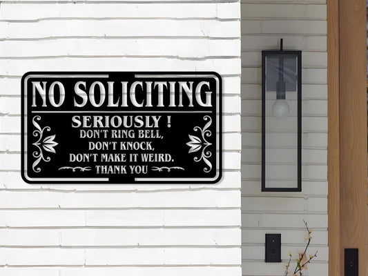 No Soliciting  Metal Sign, Porch Sign, Soliciting Sign, Private Property, No Trespassing Sign, Front Door Decor Home Decor New Home Gifts
