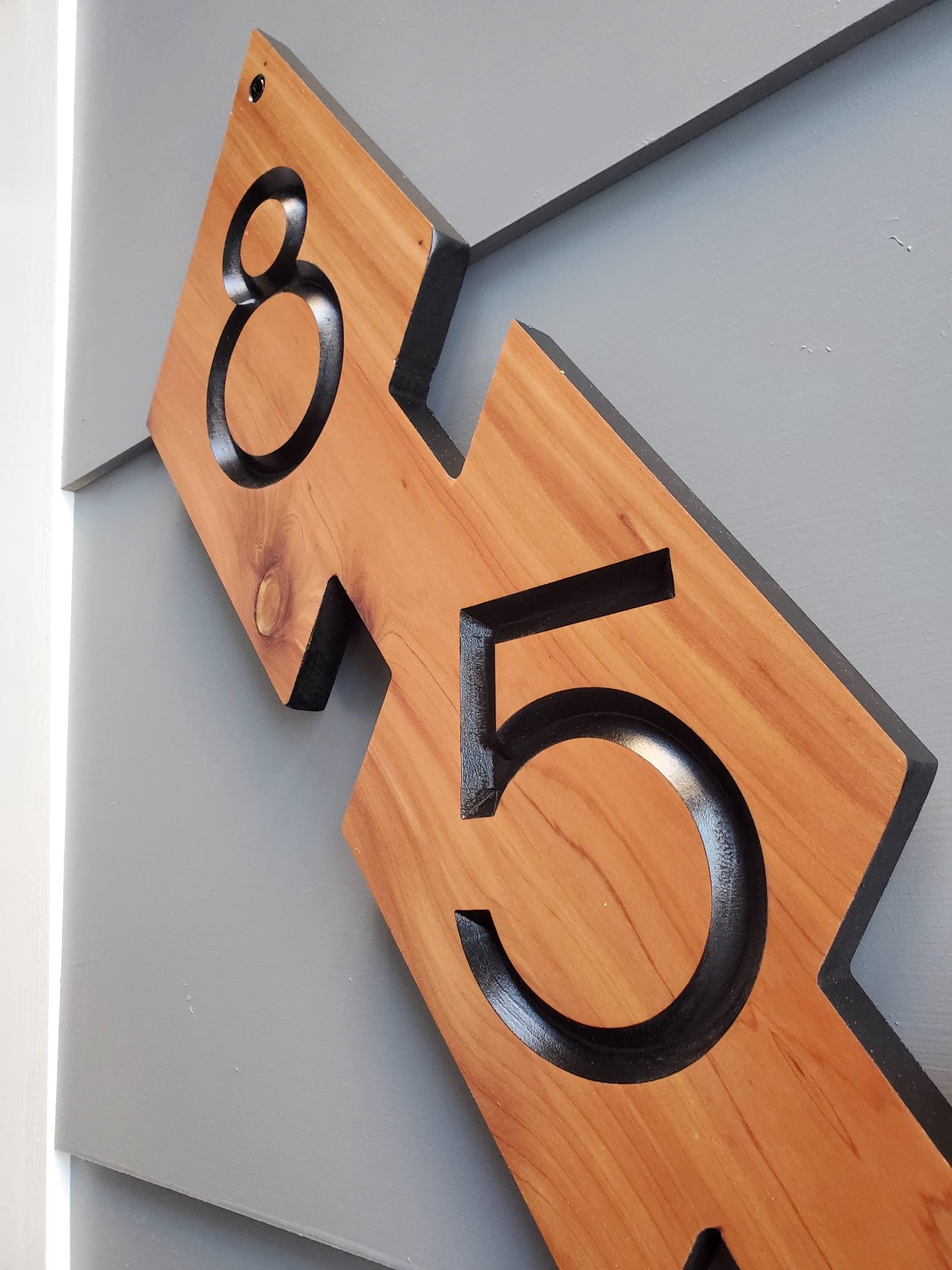 House Street Number Plaque, Mid Century Modern Home Address Sign, MCM Diagonal Diamond Shape Numbers