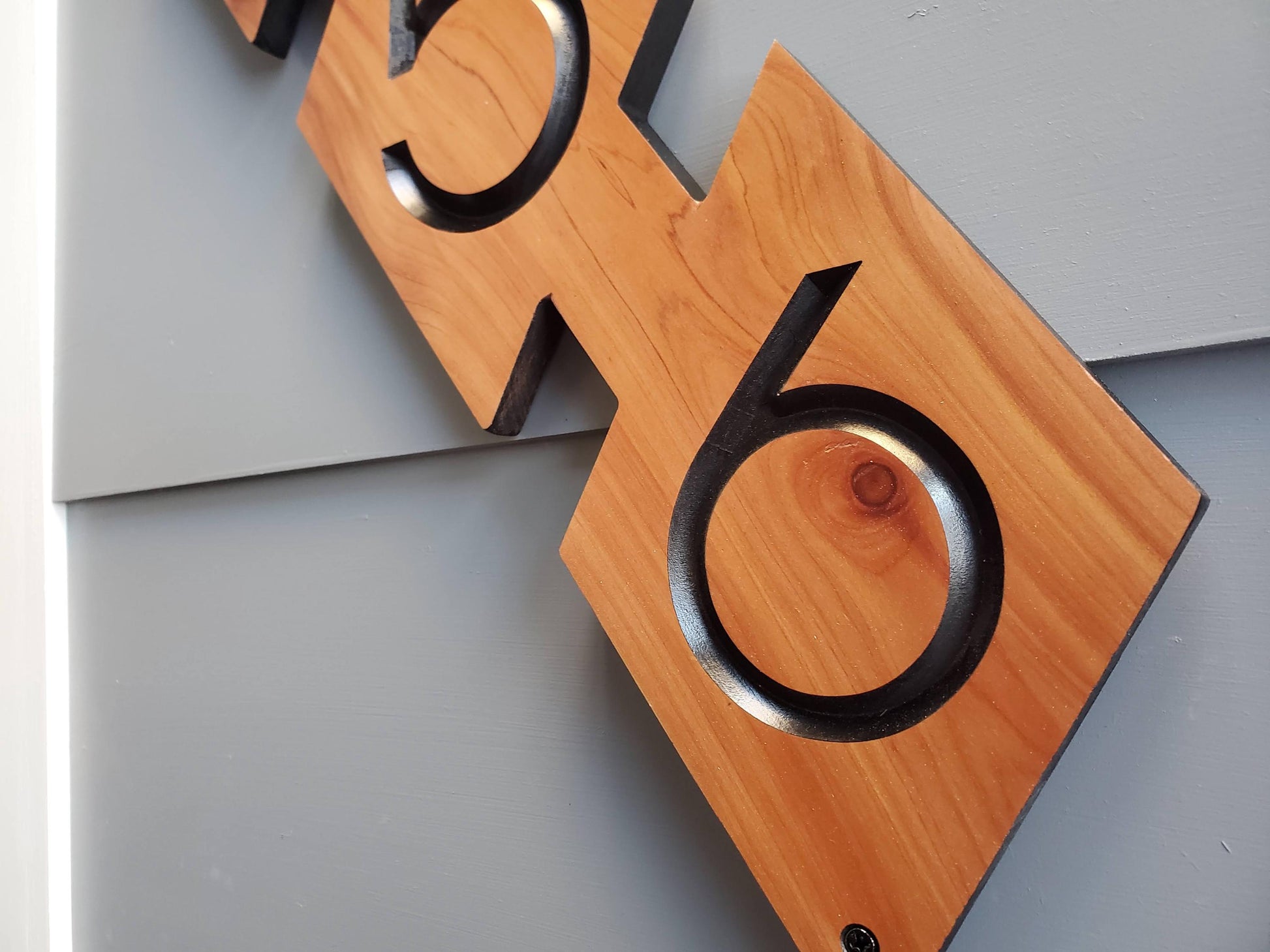 House Street Number Plaque, Mid Century Modern Home Address Sign, MCM Diagonal Diamond Shape Numbers