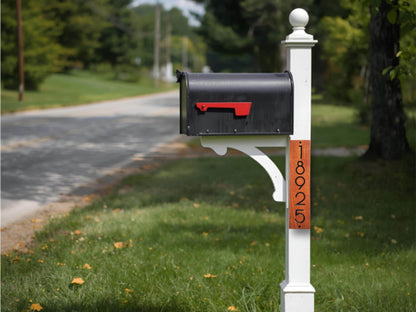 Mailbox Post Sign, Carved Wood Home Street Numbers Address Plaque, Cedar Mahogany Cypress
