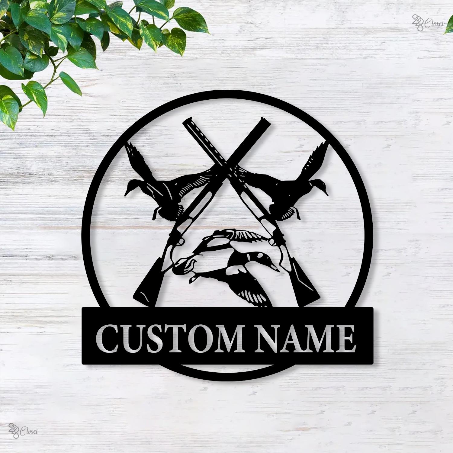 Custom Duck Hunting Metal Wall Art LED Light,Personalized Hunter Name Sign Duck Hunting Gifts,Rustic Cabin Decor Hunter Gift Farmhouse Decor